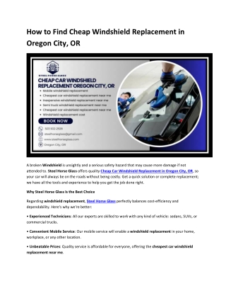 How to Find Cheap Windshield Replacement in Oregon City