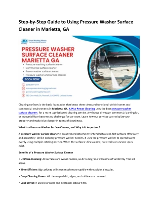 Pressure Washer Surface Cleaner in Marietta, GA