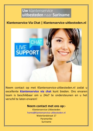 Klantenservice Via Chat  Klantenservice-uitbesteden.nl