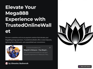 Elevate Your Mega888 Experience with TrustedOnlineWallet