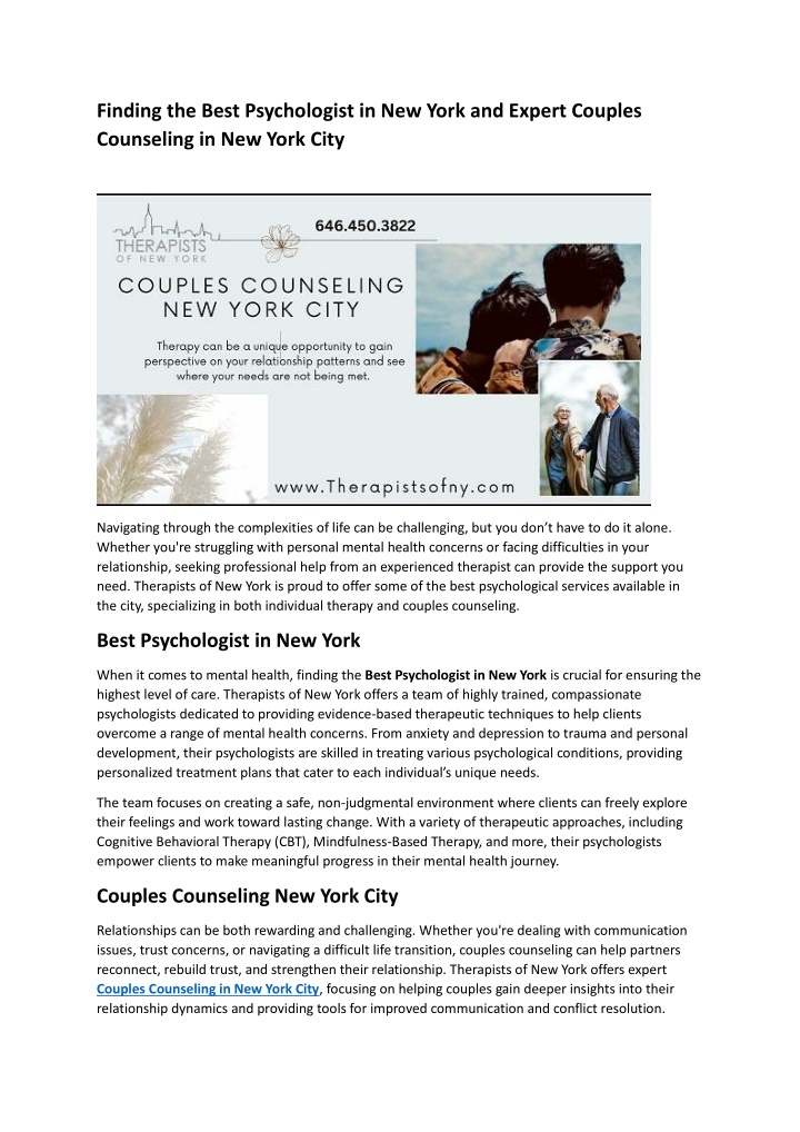 finding the best psychologist in new york