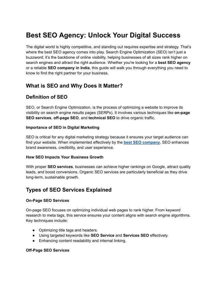 best seo agency unlock your digital success