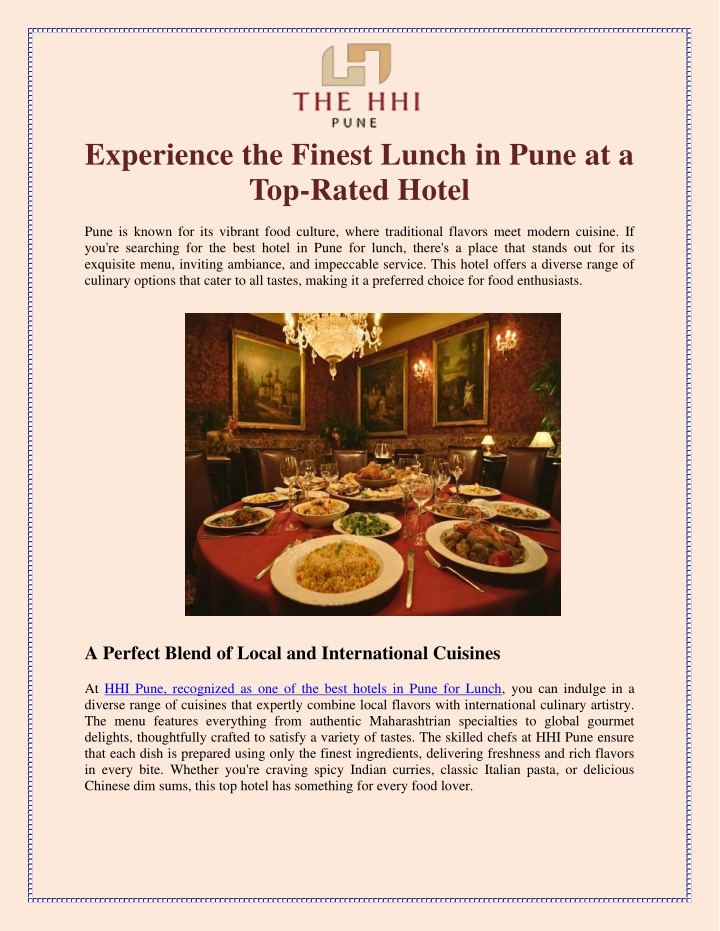 experience the finest lunch in pune