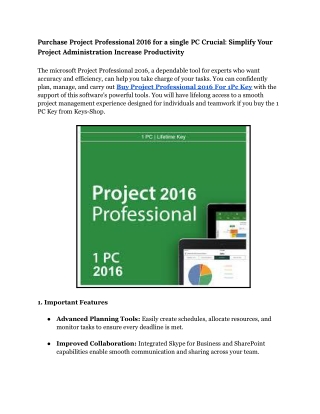 purchase project professional 2016 for a single