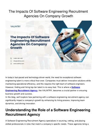 The Impacts Of Software Engineering Recruitment Agencies On Company Growth