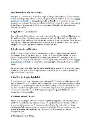 easy ways to ease joint pain at home