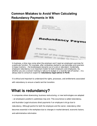 Common Mistakes to Avoid When Calculating Redundancy Payments in WA