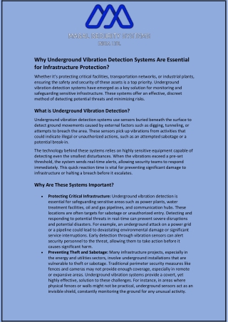 why underground vibration detection systems