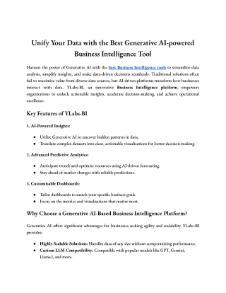 Unify Your Data with the Best Generative AI-powered Business Intelligence Tool