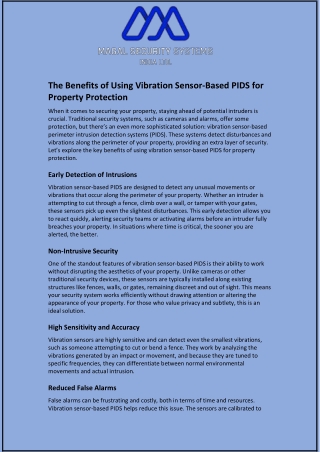 the benefits of using vibration sensor based pids