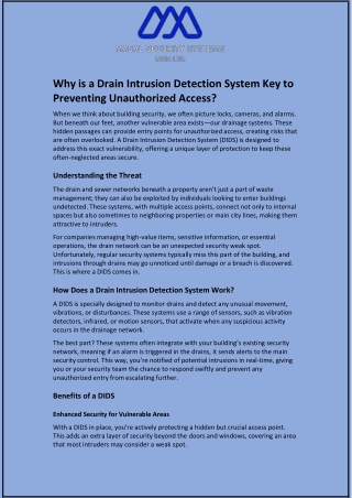 why is a drain intrusion detection system