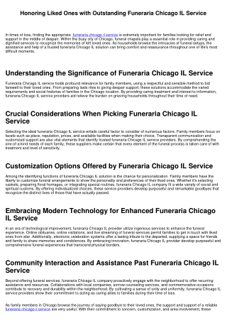 Recognizing Liked Ones with Extraordinary Funeraria Chicago IL Solution