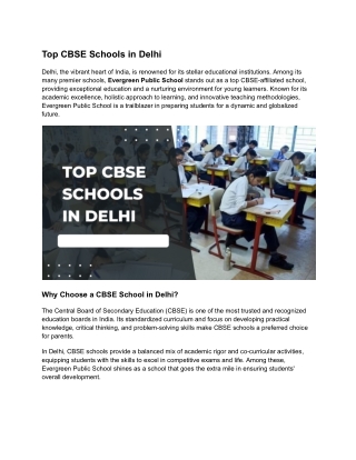 Top CBSE Schools in Delhi