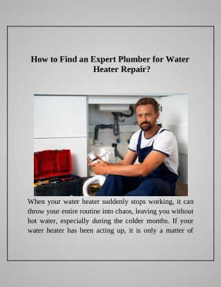 How to find an expert plumber for water heater repair