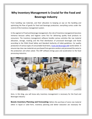 Why Inventory Management Is Crucial for the Food and Beverage Industry