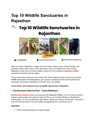 Top 10 Wildlife Sanctuaries in Rajasthan - Google Docs