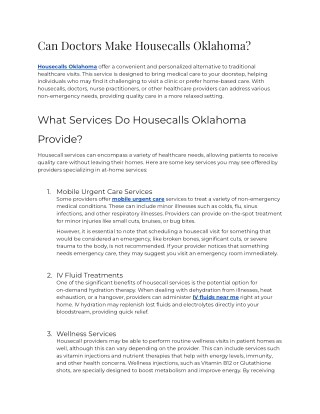 Can Doctors Make Housecalls Oklahoma_