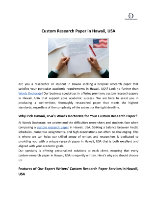 Expert Custom Research Paper Services in New York, USA