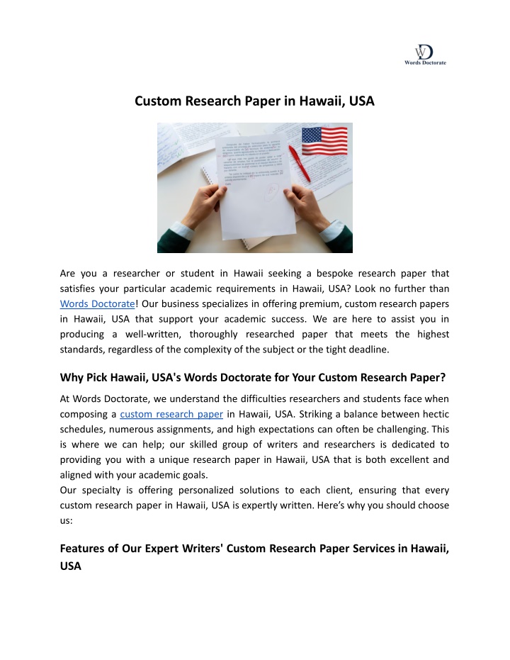 custom research paper in hawaii usa