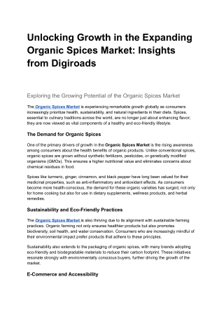 unlocking growth in the expanding organic spices