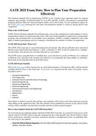 gate 2025 exam date how to plan your preparation