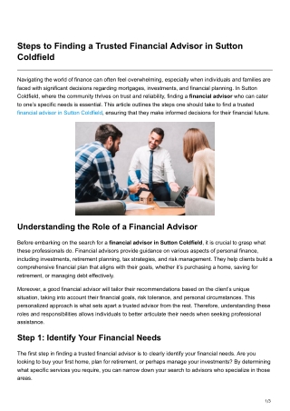 steps to finding a trusted financial advisor