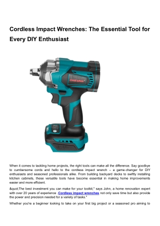 cordless impact wrenches the essential tool for