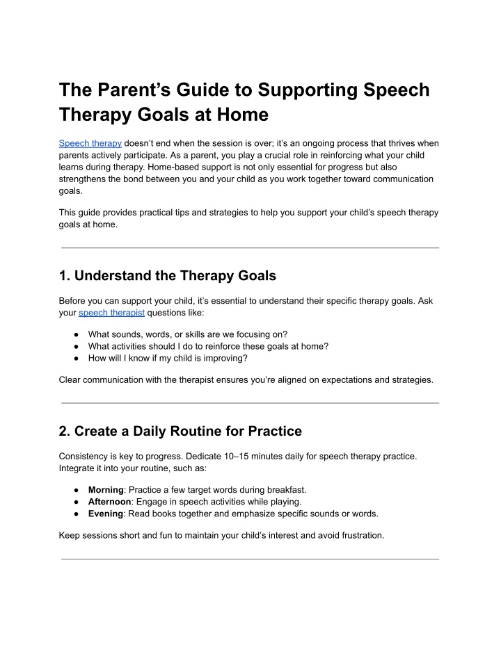 the parent s guide to supporting speech therapy