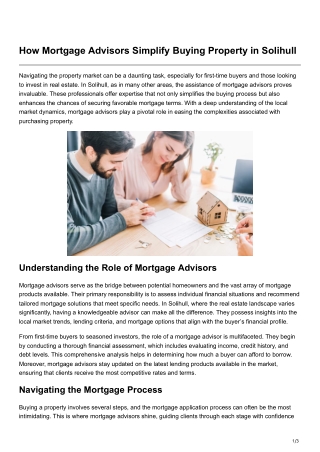 how mortgage advisors simplify buying property