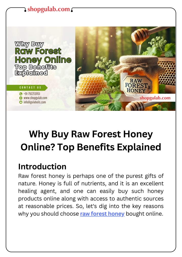 why buy raw forest honey online top benefits