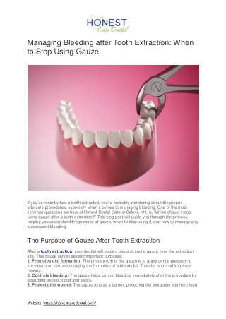 managing bleeding after tooth extraction when