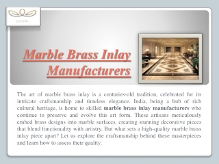 The Role of Artisans in Traditional Marble Brass Inlay Manufacturing