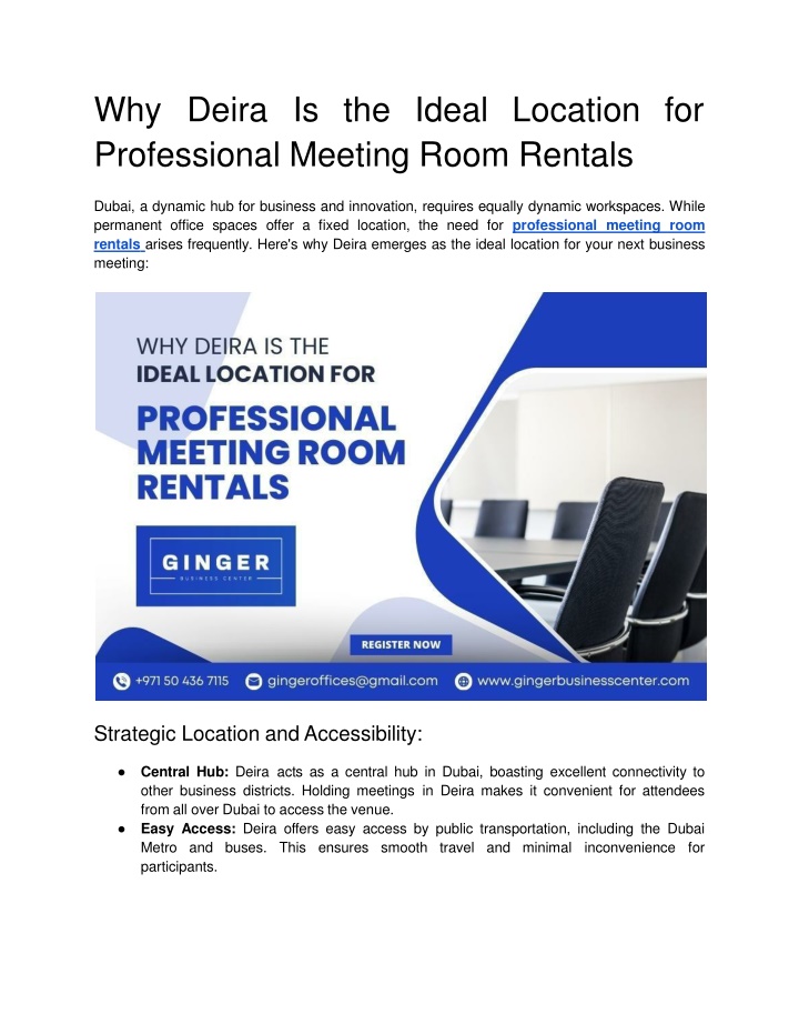 wh y deir a i s th e idea l locatio n fo r professional meeting room rentals