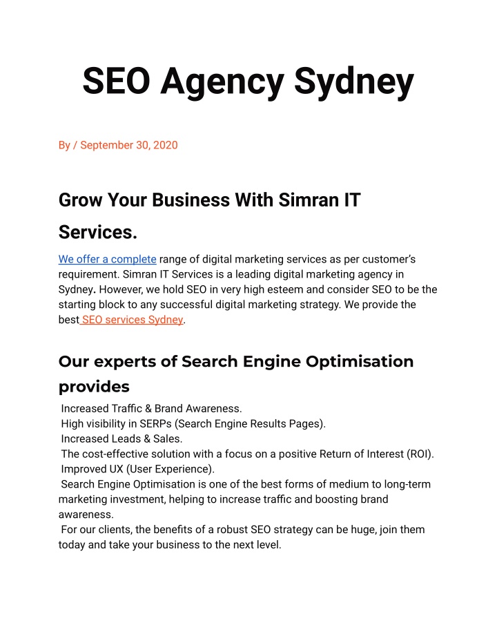 seo agency sydney