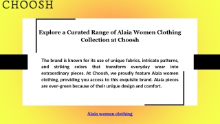 Explore a Curated Range of Alaia Women Clothing Collection at Choosh