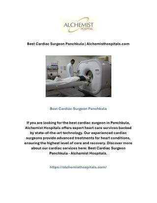 Best Cardiac Surgeon Panchkula | Alchemisthospitals.com