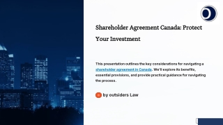 Shareholder Agreement Canada - Outsiders Law's Legal Guide