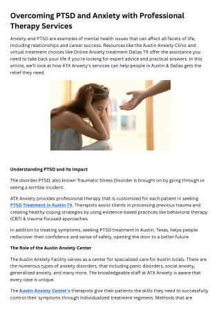 Overcoming PTSD and Anxiety with Professional Therapy Services