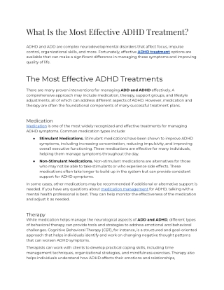 What Is the Most Effective ADHD Treatment