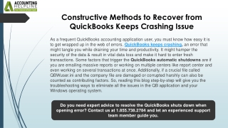 constructive methods to recover from quickbooks keeps crashing issue