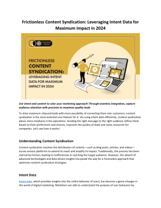 frictionless content syndication leveraging