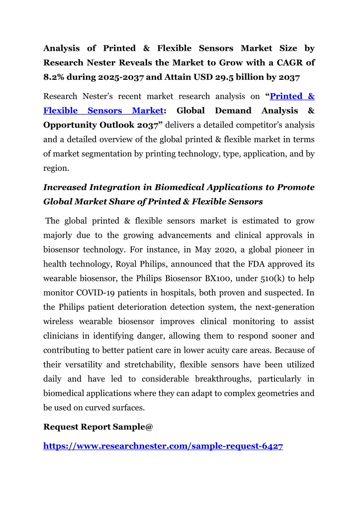 analysis of printed flexible sensors market size