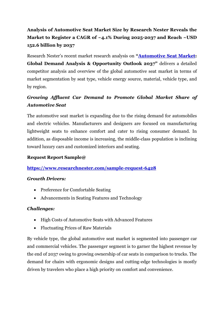 analysis of automotive seat market size