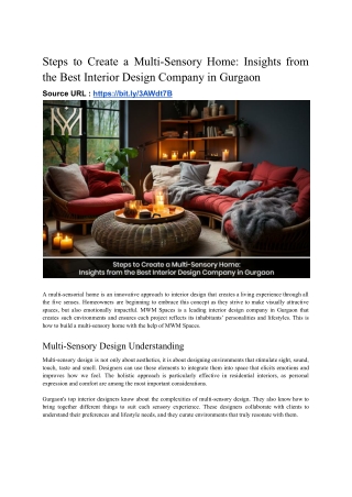 Steps to Create a Multi-Sensory Home_ Insights from the Best Interior Design Company in Gurgaon - MWM Spaces - Nov'24