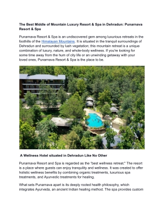 The Best Middle of Mountain Luxury Resort & Spa in Dehradun_ Punarnava Resort & Spa (1)