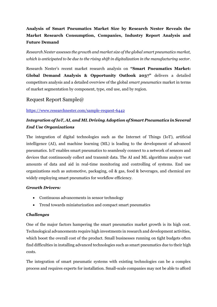 analysis of smart pneumatics market size