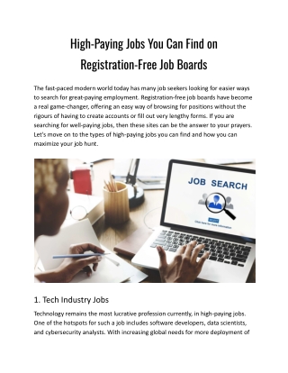 High-Paying Jobs You Can Find on Registration-Free Job Boards