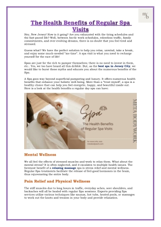 The Health Benefits Of Regular Spa Visits
