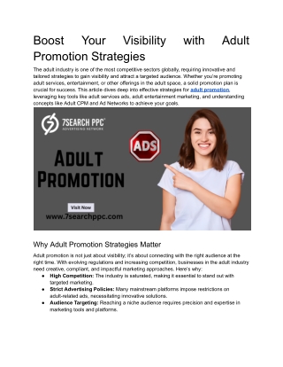 Boost Your Visibility with Adult Promotion Strategies