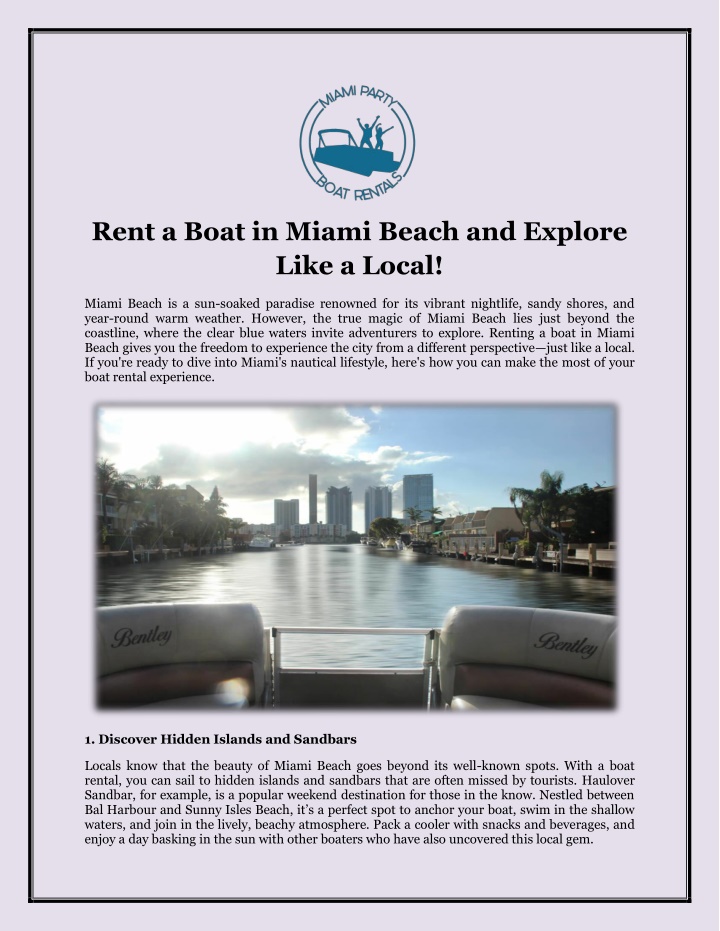 rent a boat in miami beach and explore like